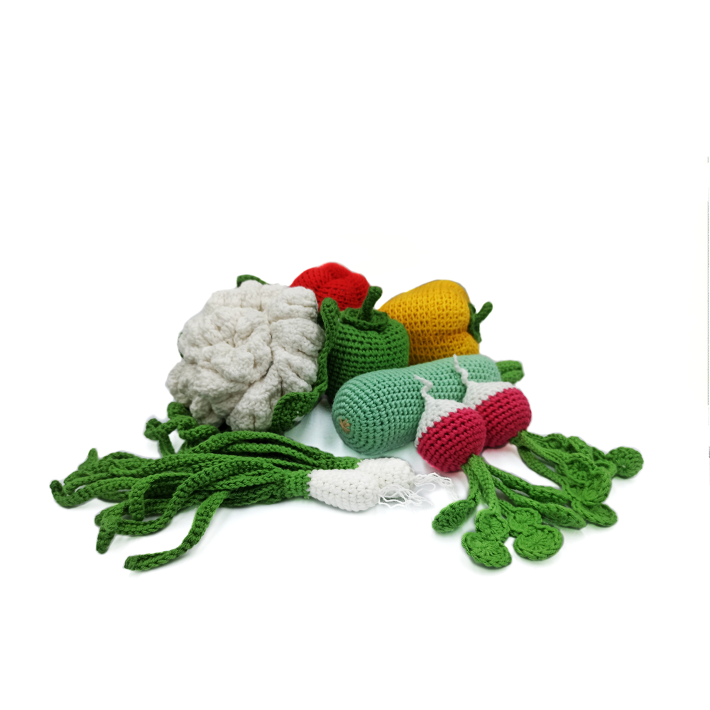 Crochet VEGETABLES patterns PDF: cauliflower, marrow, green onion, radish, bell pepper. Cute food crochet pattern. Crochet amigurumi pattern