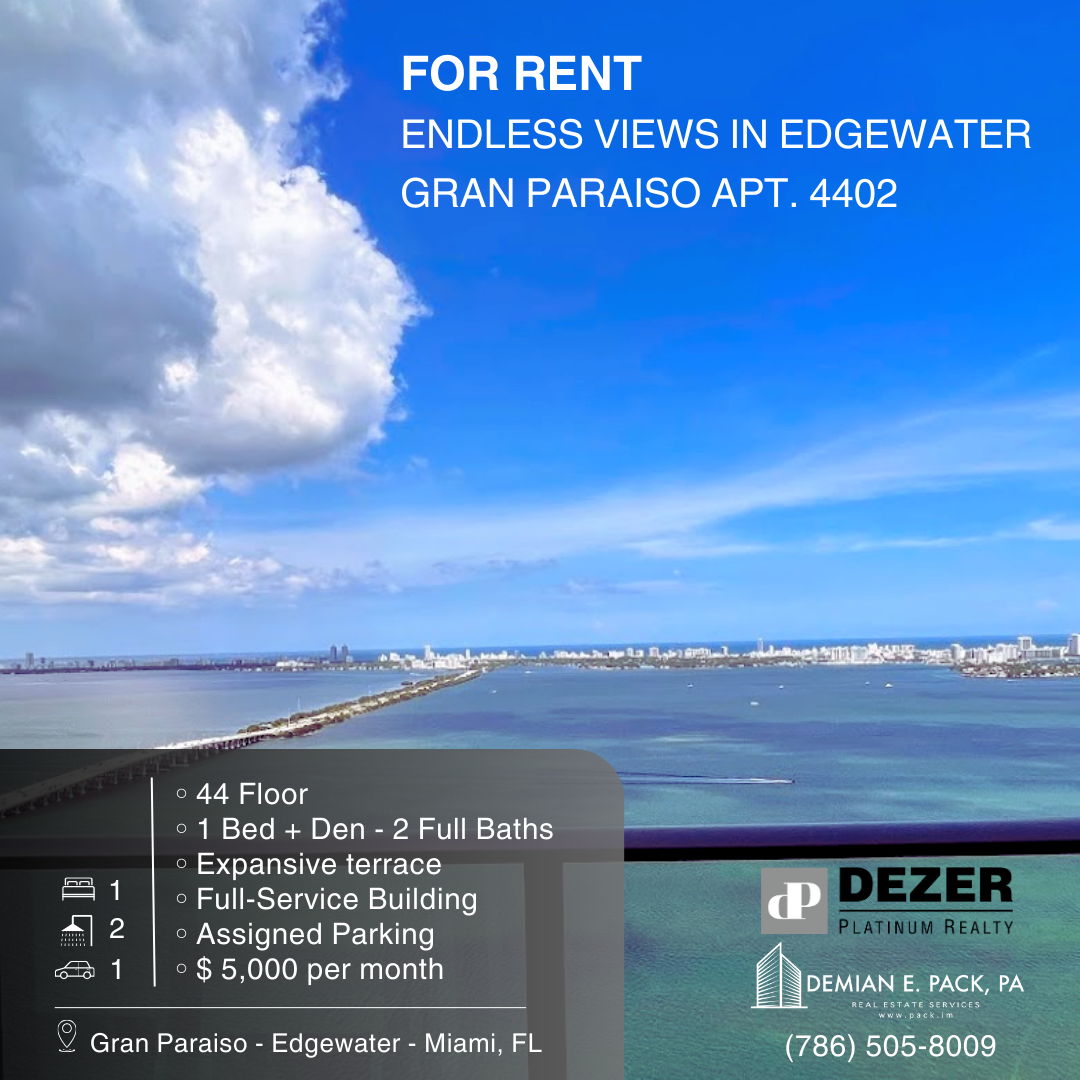 featured image for story, FOR RENT: Gran Paraiso 4402 - Endless water views from the 44th Floor in
Edgewater