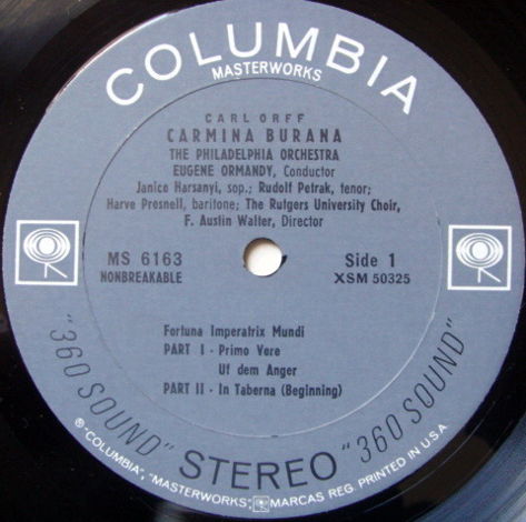 Columbia 2-EYE / EUGENE ORMANDY, - Carl Orff Carmina Bu...