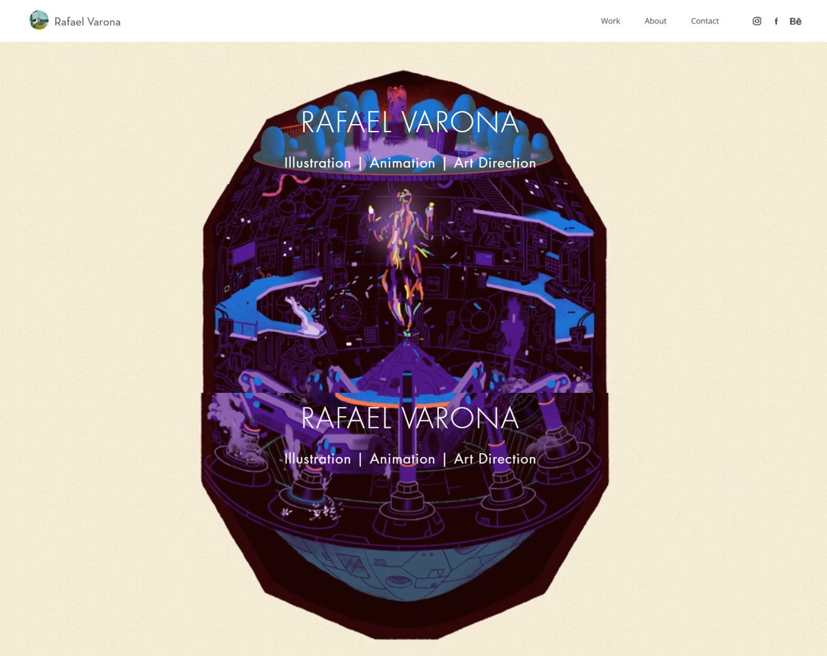 Screenshot of Rafael Varona, from the illustrator portfolios collection.