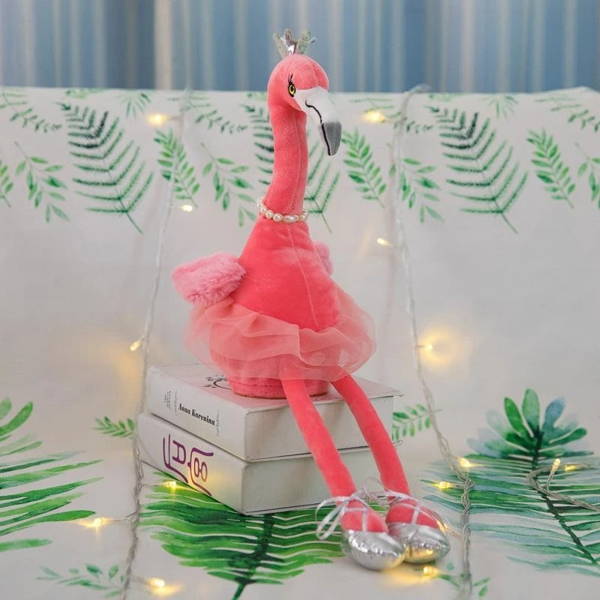 Elegant musical pink flamingo plush toy