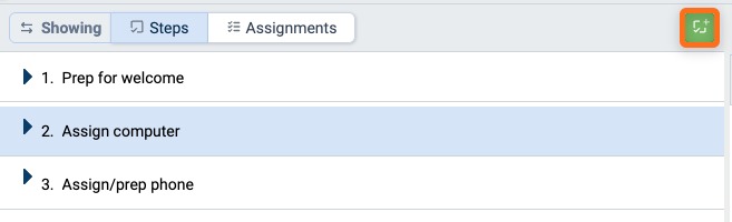 Create Step button in the Step list header