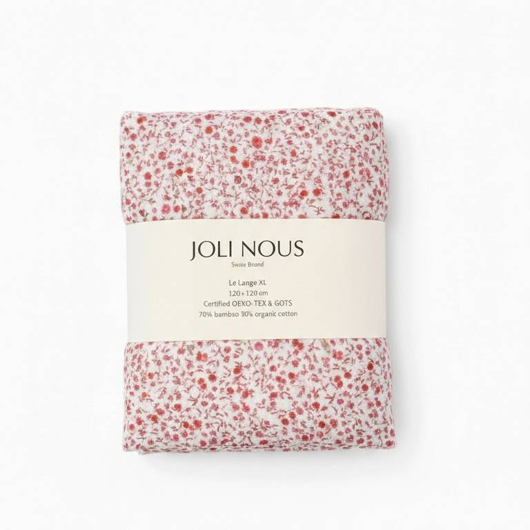 foulard pois bleu blanc élégant de la marque suisse Joli Nous, un accessoire premium pour bébé, alliant design raffiné et qualité exceptionnelle OEKO-TEX GOTS