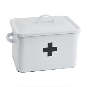 Enameled First Aid Box with Lid