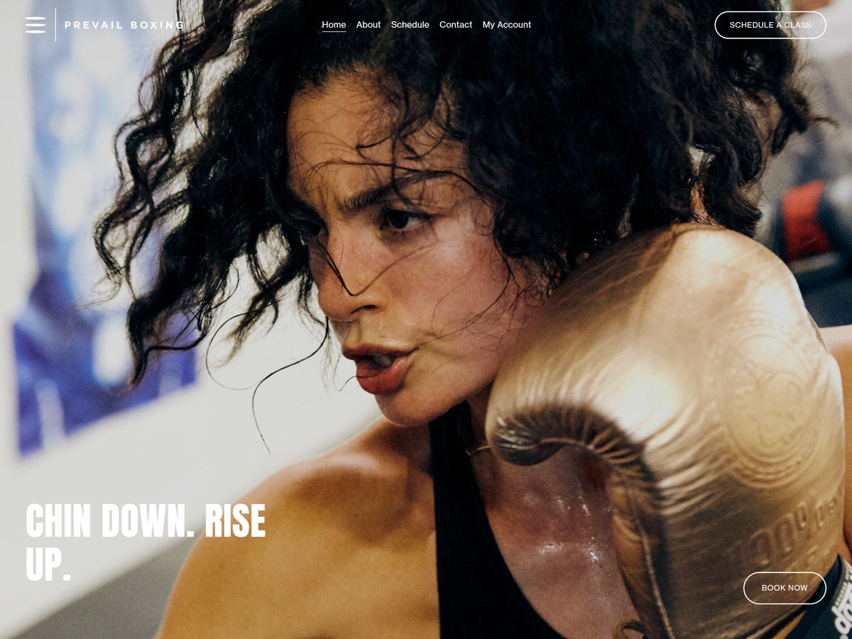 Screenshot of Prevail Boxing, from the ecommerce websites collection.