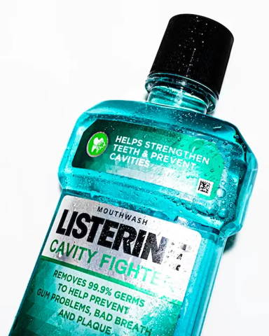 Bottle of Listerine mouthwash to combat weed smells