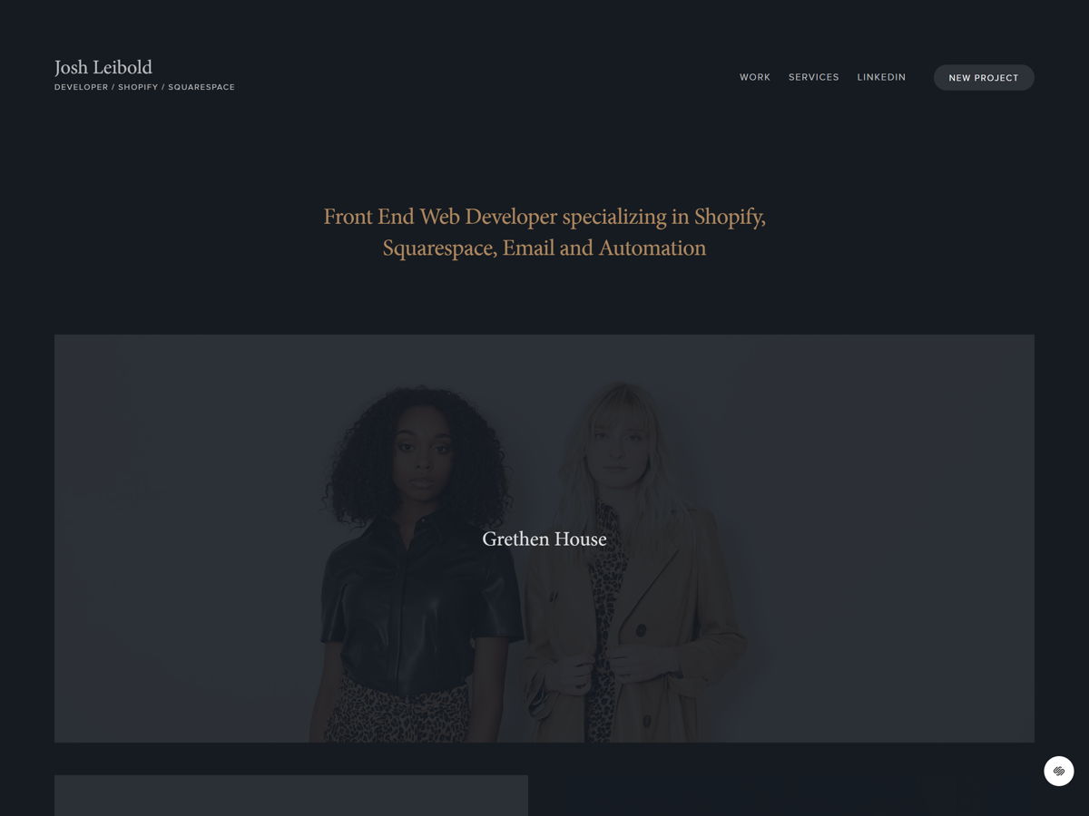 Screenshot of Josh Leibold, from the designer & developer portfolios collection.