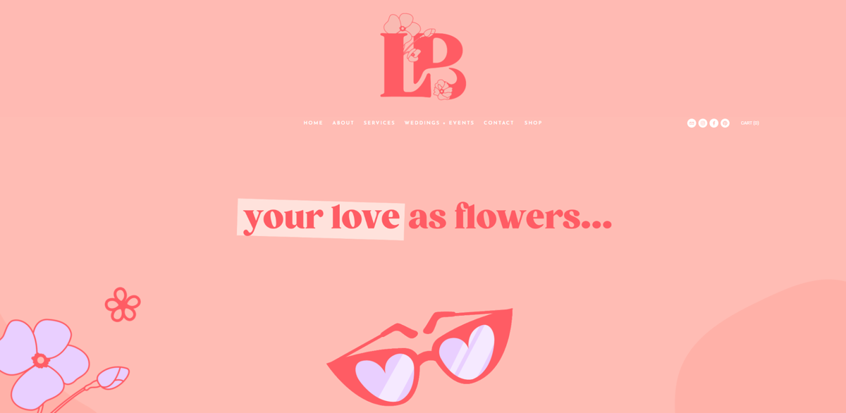 Screenshot of Lucy Blooms, from the squarespace artist websites collection.