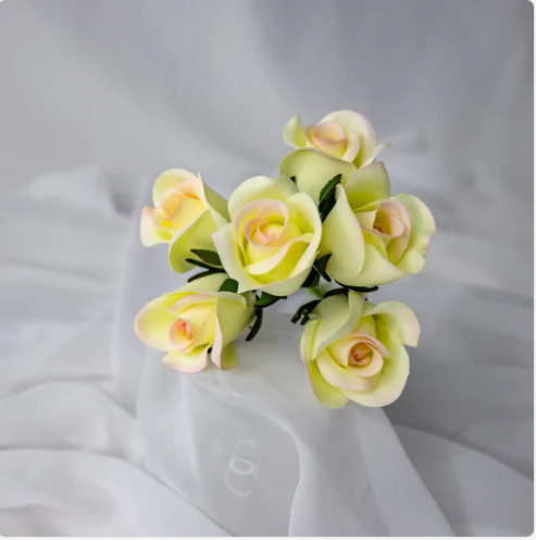 White/Pink Velveteen Rose Bud - Realistic Artificial Flowers - Image 4