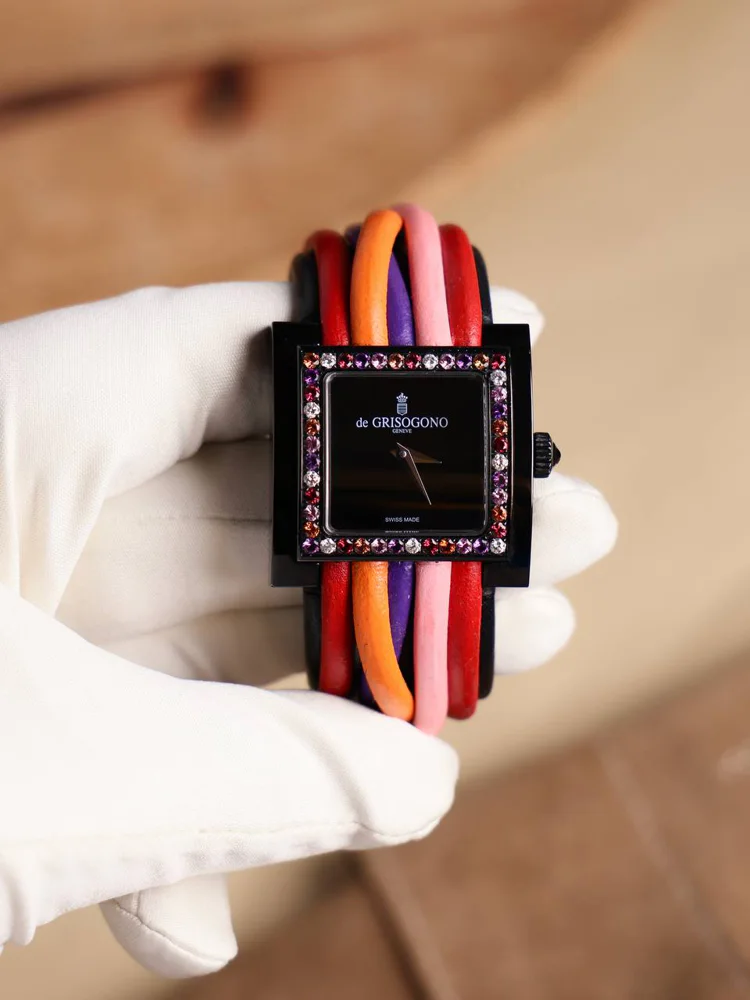 Allegra S12 Black PVD Steel with White/Orange/Pink Sapphires