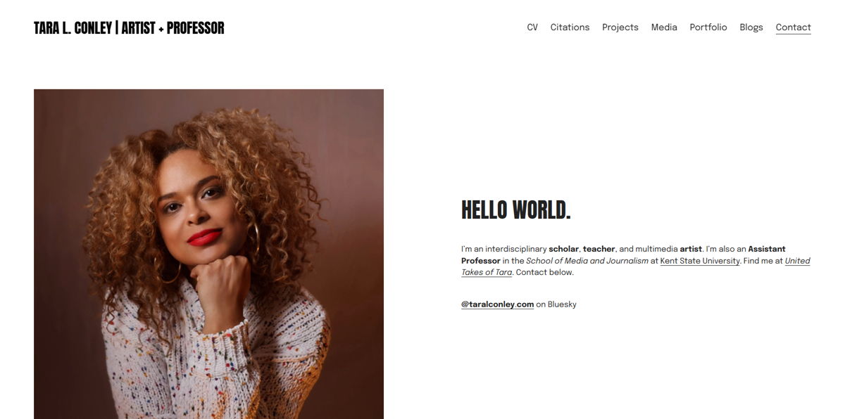 Screenshot of Tara Conley, from the teacher portfolios collection.