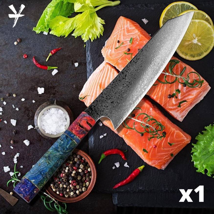 Damascus Steel Knife Set, Damascus Chef Knife, Japanese Chef Knife, 8inch Kitchen Damascus Knife