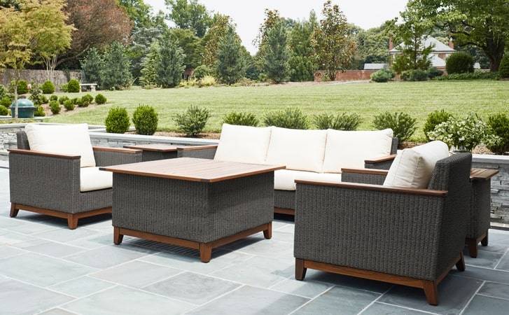 Jensen Outdoor Coral Ipe Wood Outdoor Patio Seating Collection