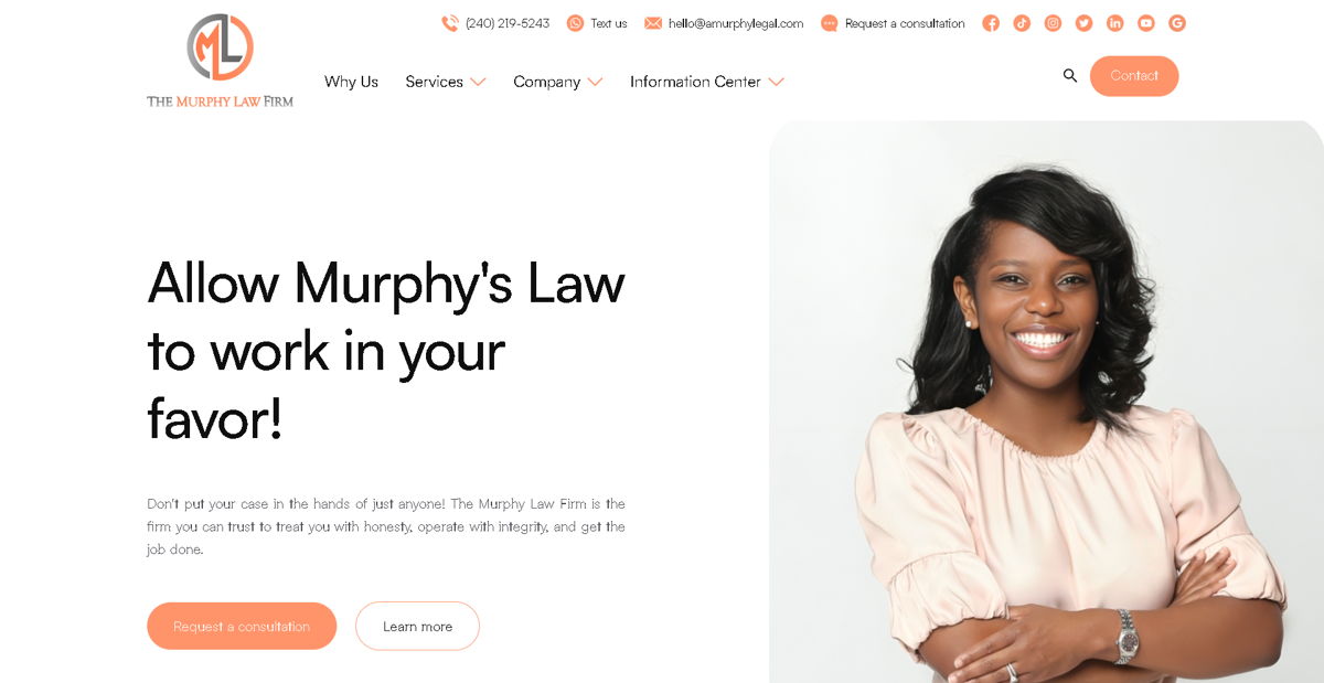 Screenshot of Murphy Law Firm, from the law firm websites collection.