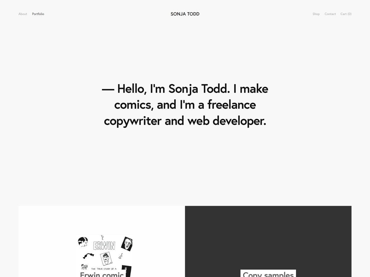 Screenshot of Sonja Todd, from the designer & developer portfolios collection.
