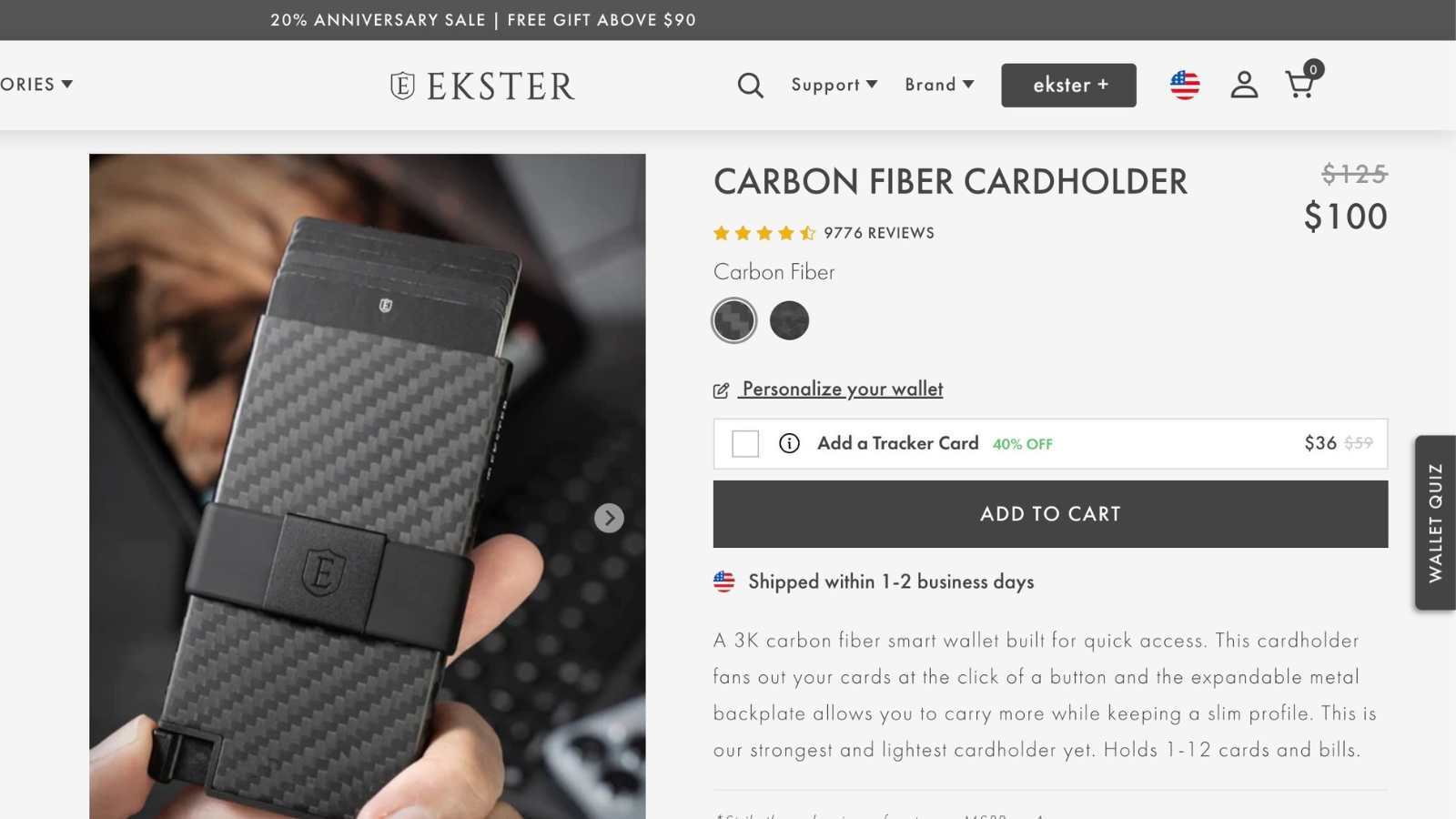 Ekster upsell and cross sell page example