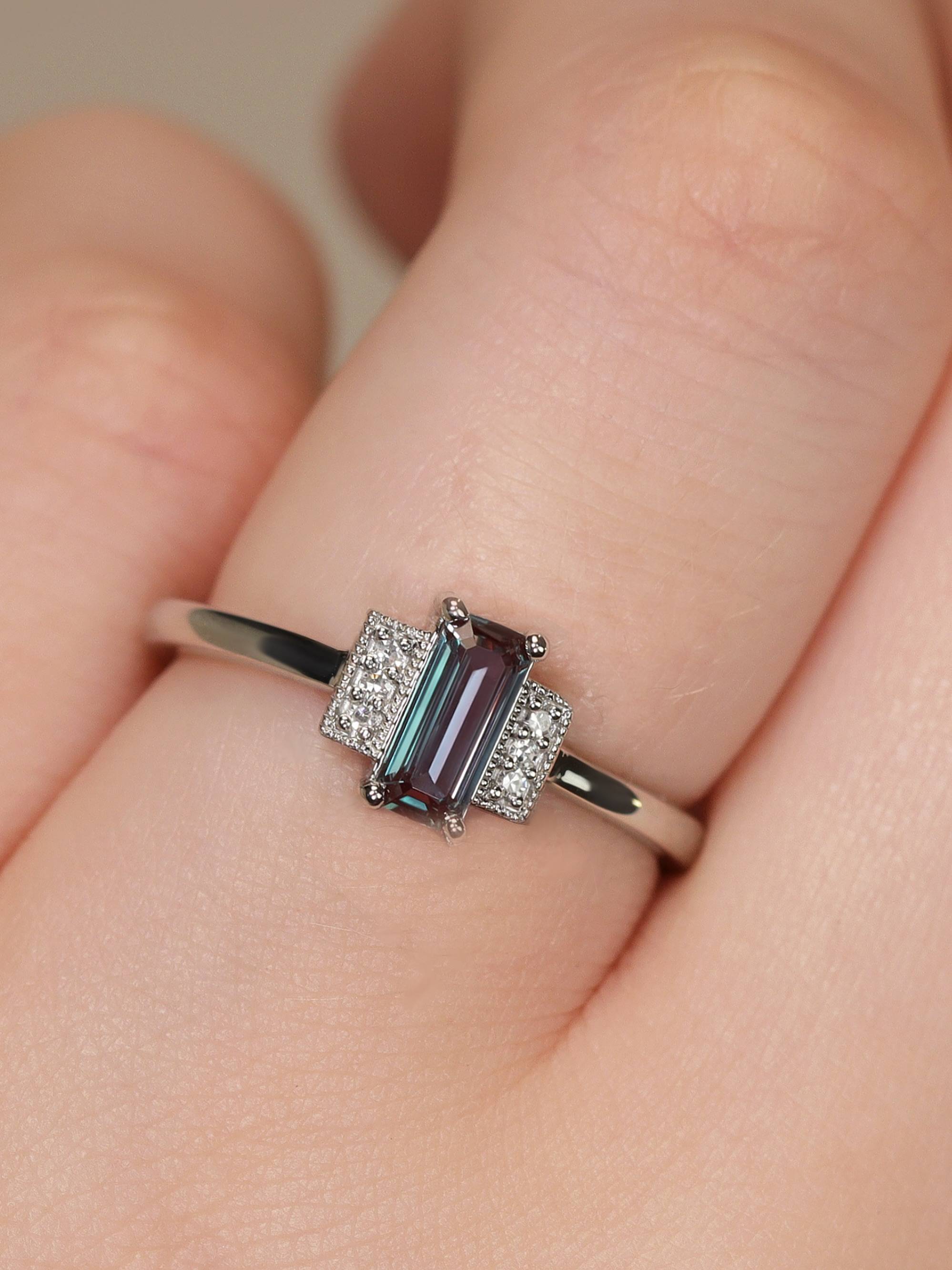 Alexandrite engagement ring