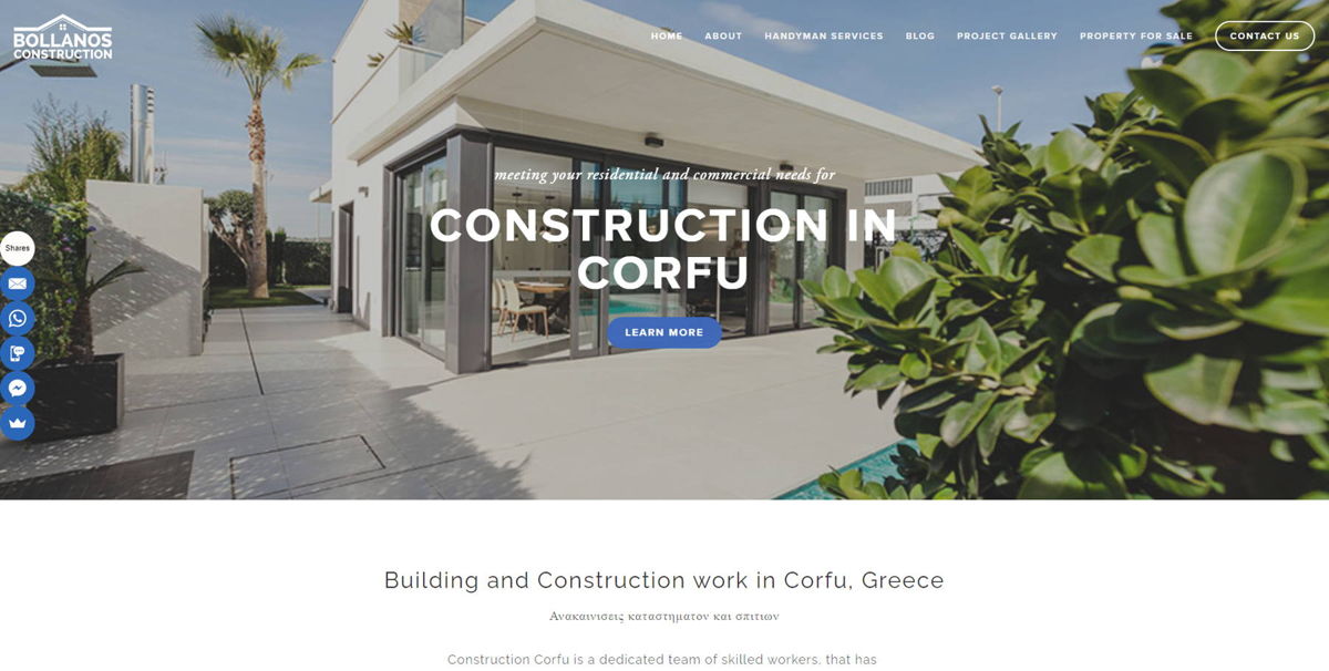 Screenshot of Construction Corfu, from the contractor websites collection.