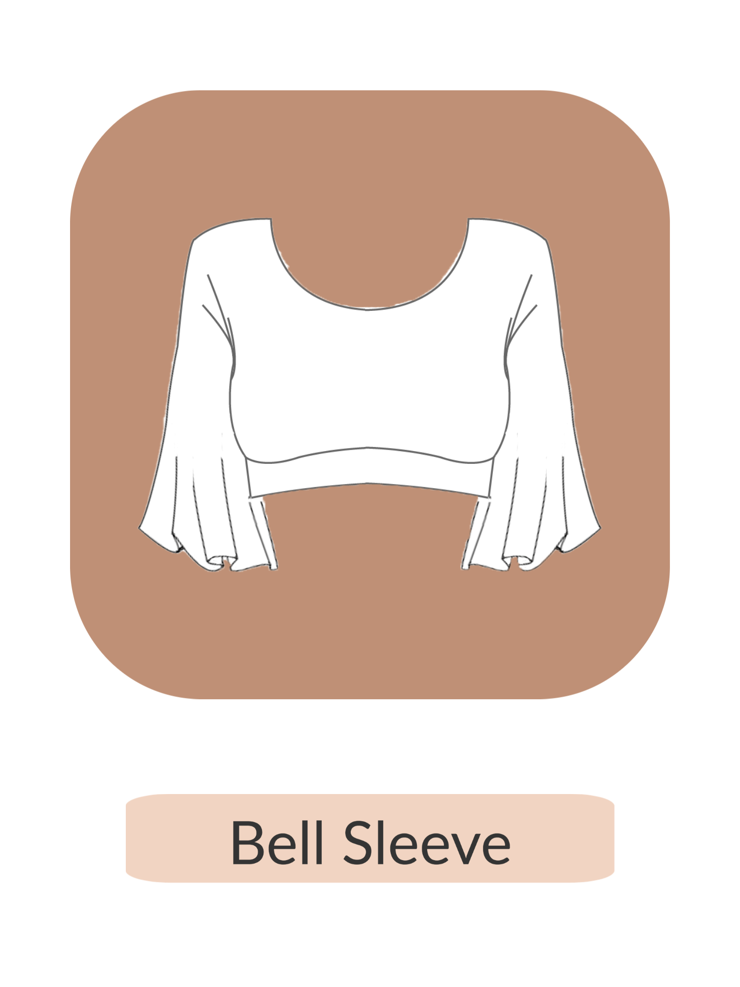 White sleeveless bra top with text 'Bell Sleeve' on it.