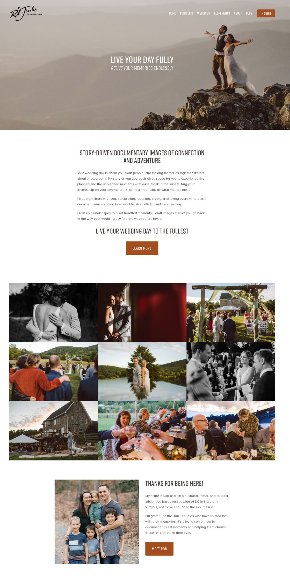 Screenshot of Rob Jinks Photography, from the homepage examples collection.