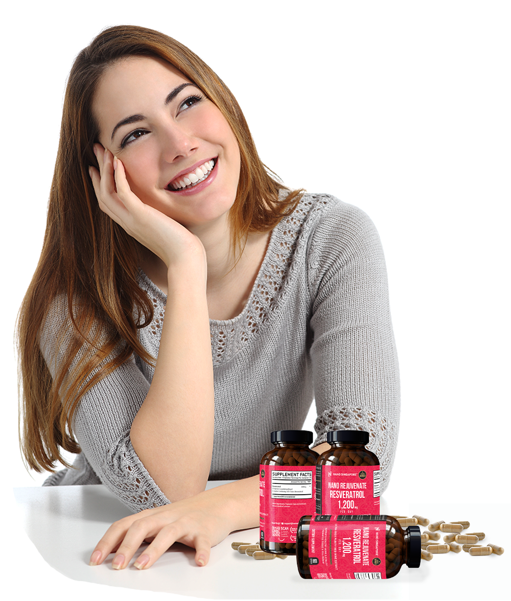 Lady with anti aging resveratrol supplement - best vitamins to look younger