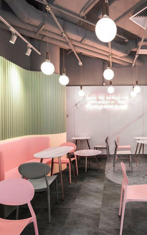 Pastel café interior design