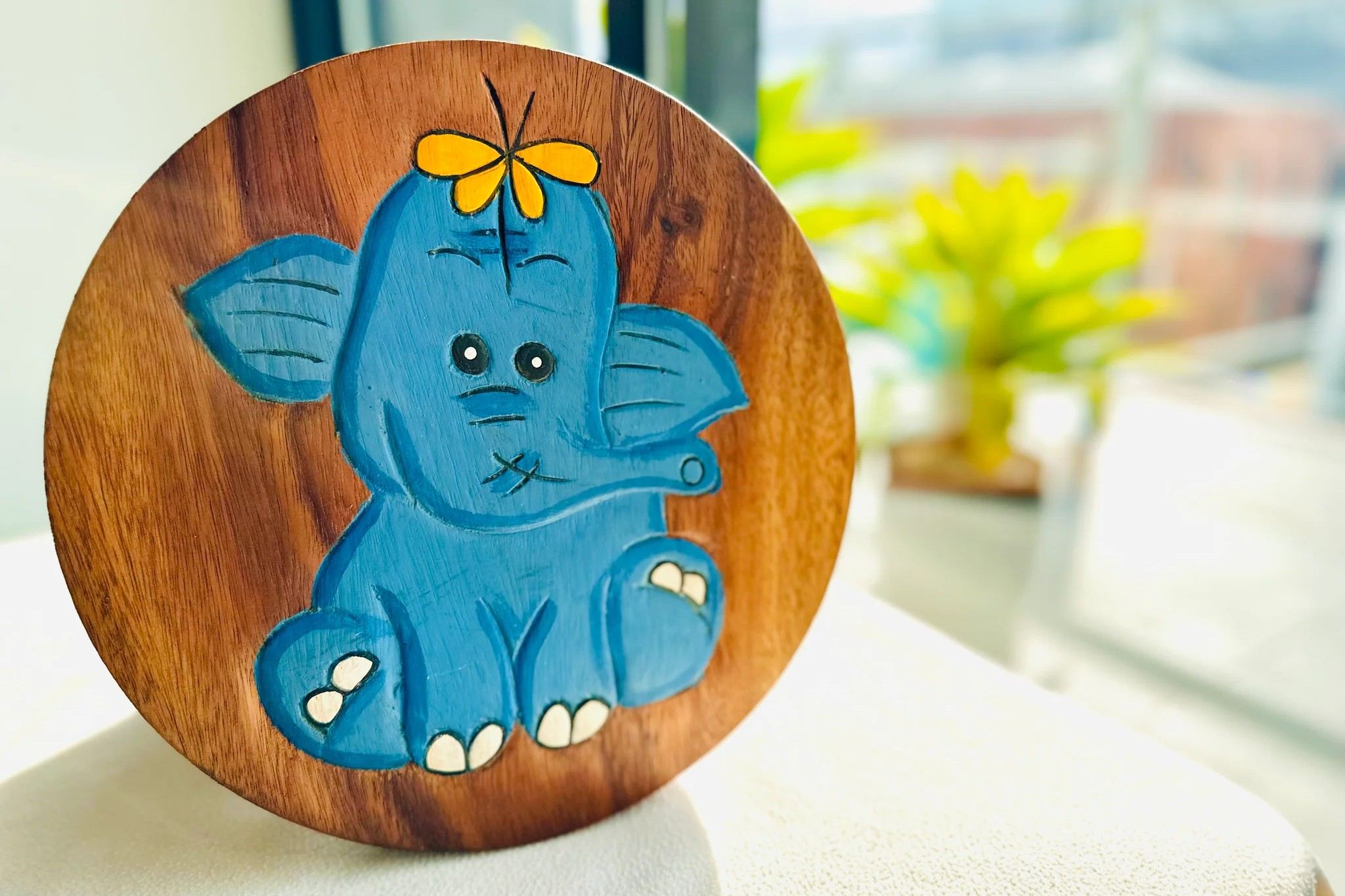 Children's furniture Stool Blue Baby ELEPHANT for Toddlers Step sitting Stool - Image 5