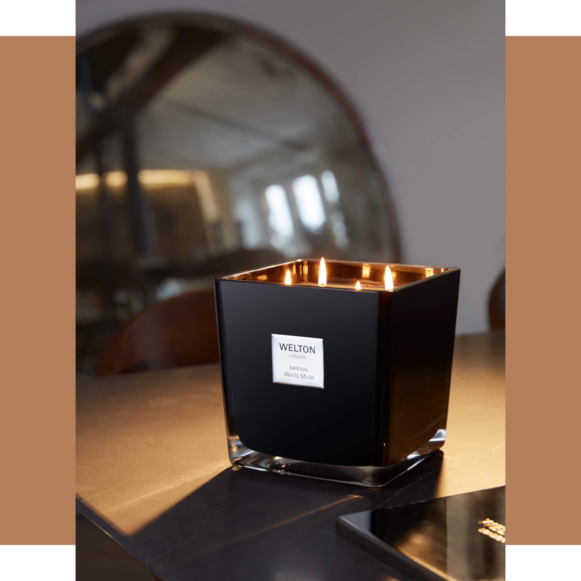 onyx collection luxury scented candle urban contemporary cubic shape design imperial white musk scent high quality