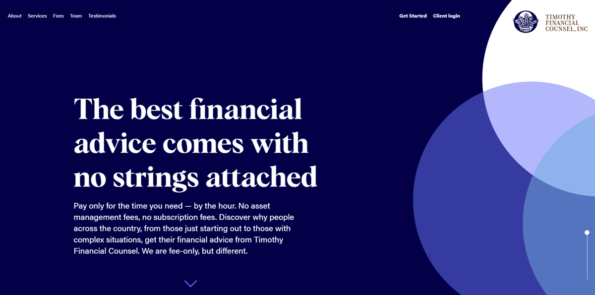 Screenshot of Timothy Financial , from the blue websites collection.