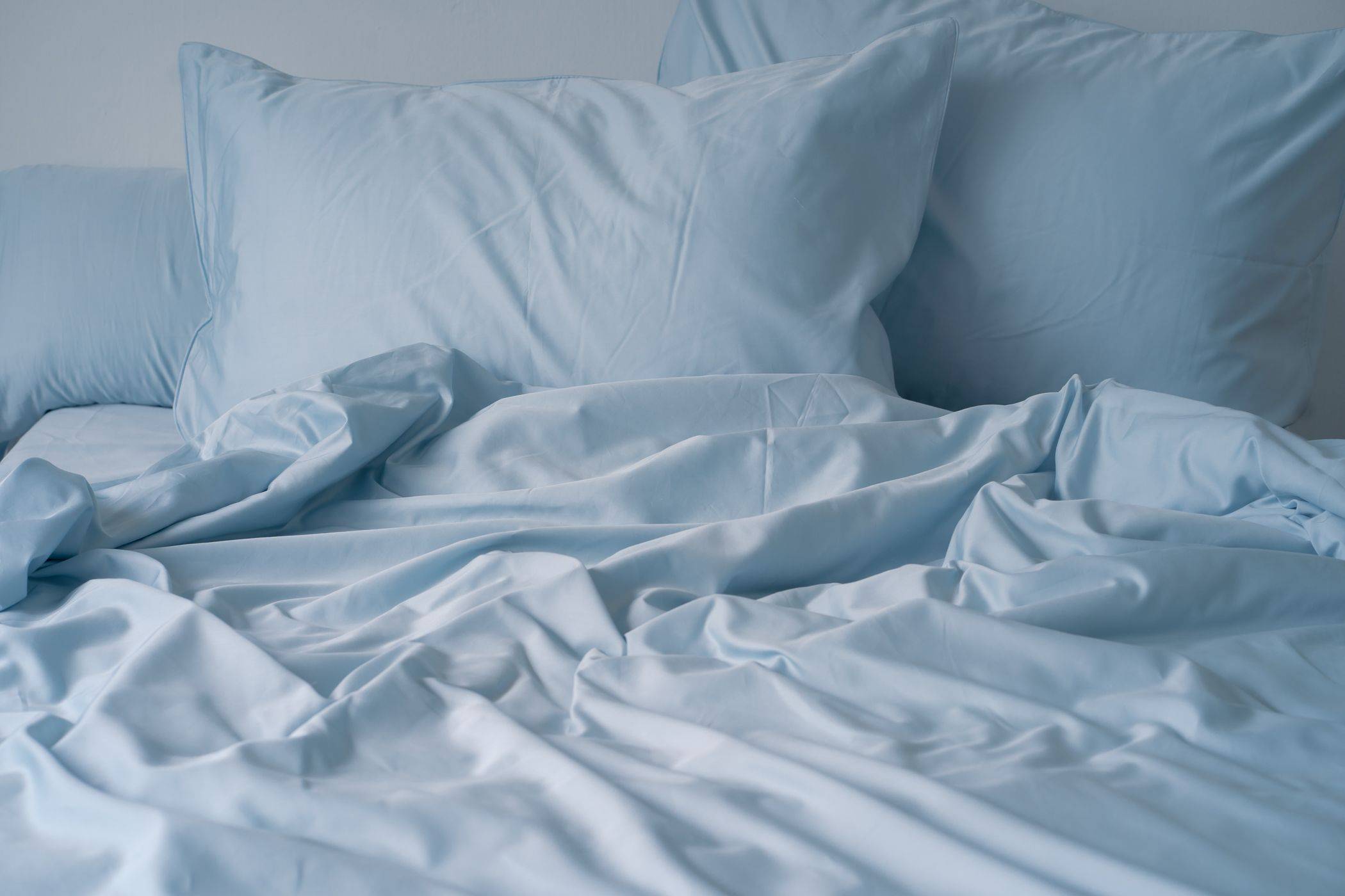 Weavve's light blue cotton bed sheets