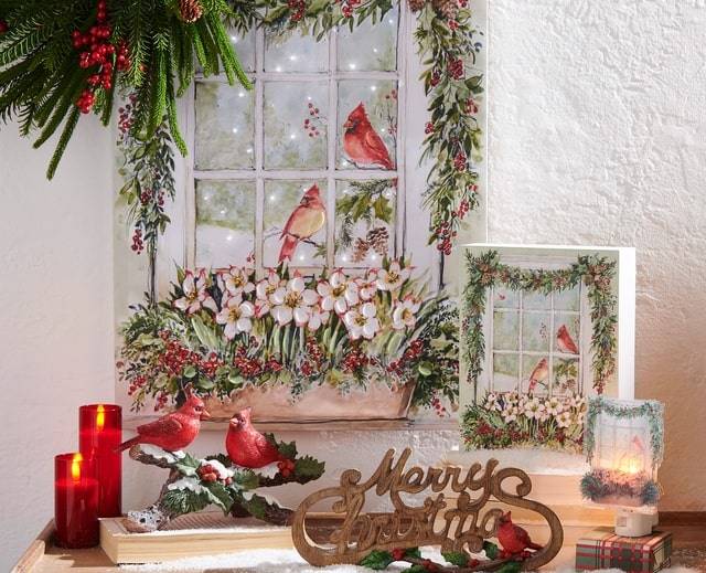 Raz Imports Wooden Sleigh With Winter Natural Arrangement and Pinecone Christmas Home Decor