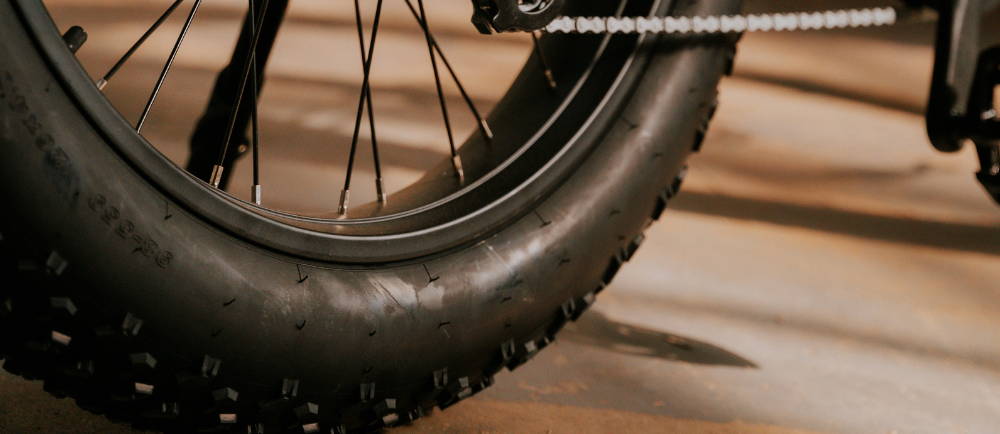 Close up of an e-Bike fat tire