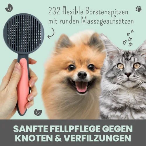 Fellfee für Hunde & Katzen: selbstreinigende one click & clean Zupfbürste