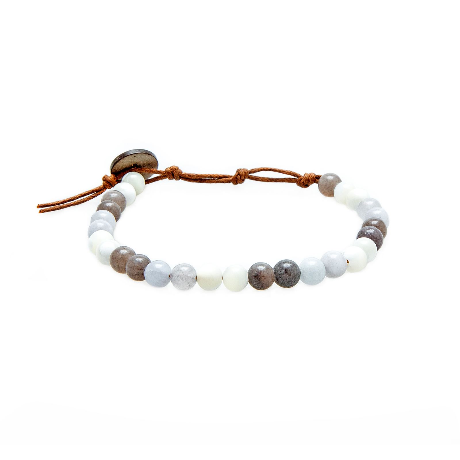 White and Grey Healing Bracelet with Cotton Cord