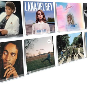 Vinyl Record Shelf Wall Mount, 12 inch Clear Acrylic Album Record Holder Display, Kids Bookshelf, Floating Wall Shelves for Bathroom, Bedroom, Living Room, Kitchen, 8 Pack