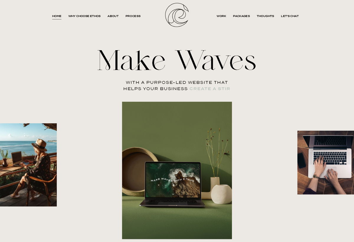 Screenshot of Ethos , from the duda websites collection.