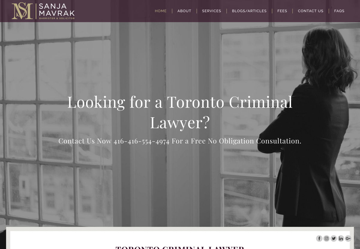 Screenshot of Sanja Mavrak, from the lawyer websites collection.