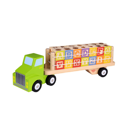 Learning toy Truck: Wooden kids alphabet and numbers toy truck