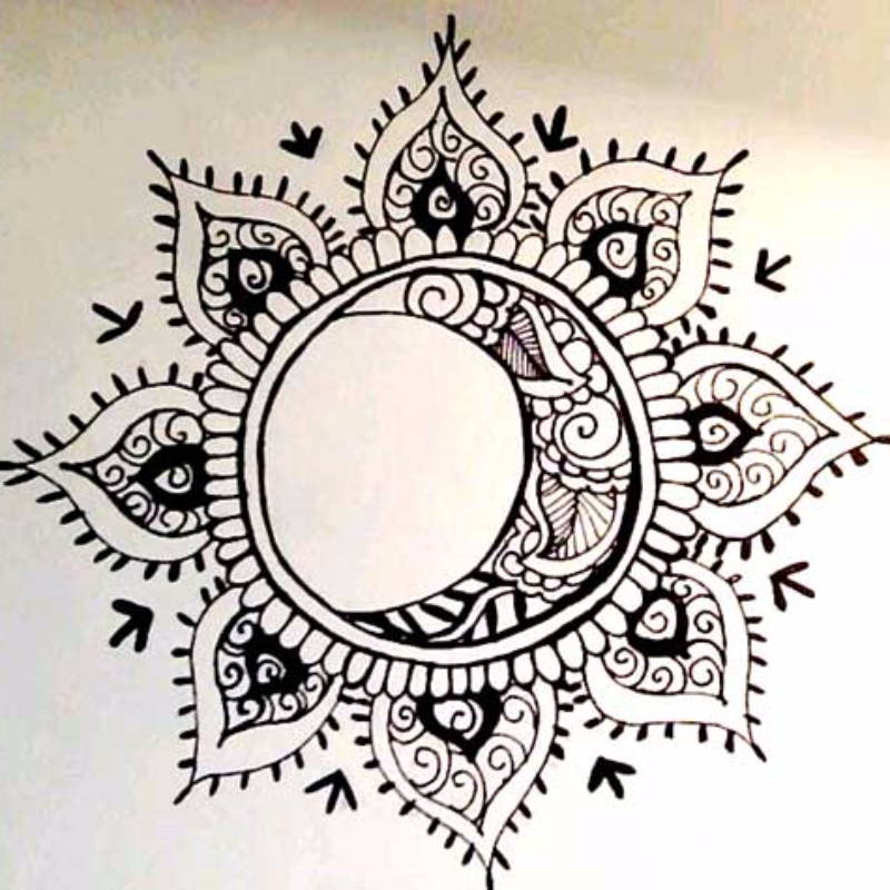 Moon and Sun Floral Mandala Tattoo