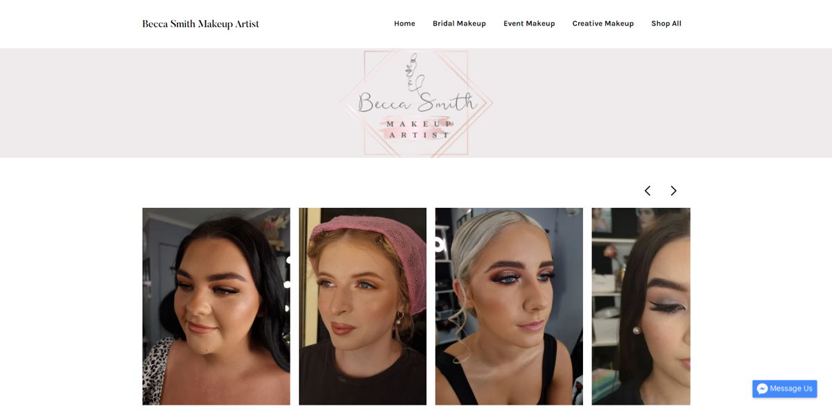 Screenshot of Becca Smith Makeup Artist , from the makeup artist websites collection.