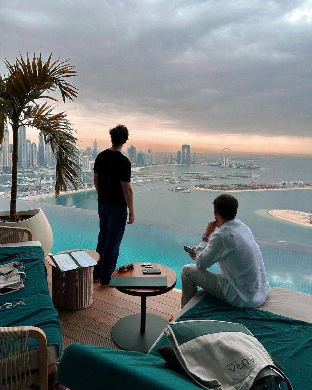 Business meeting at a cabana in Dubai