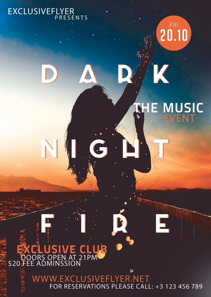 Club A5 Flyer шаблон - Dark Night Fire