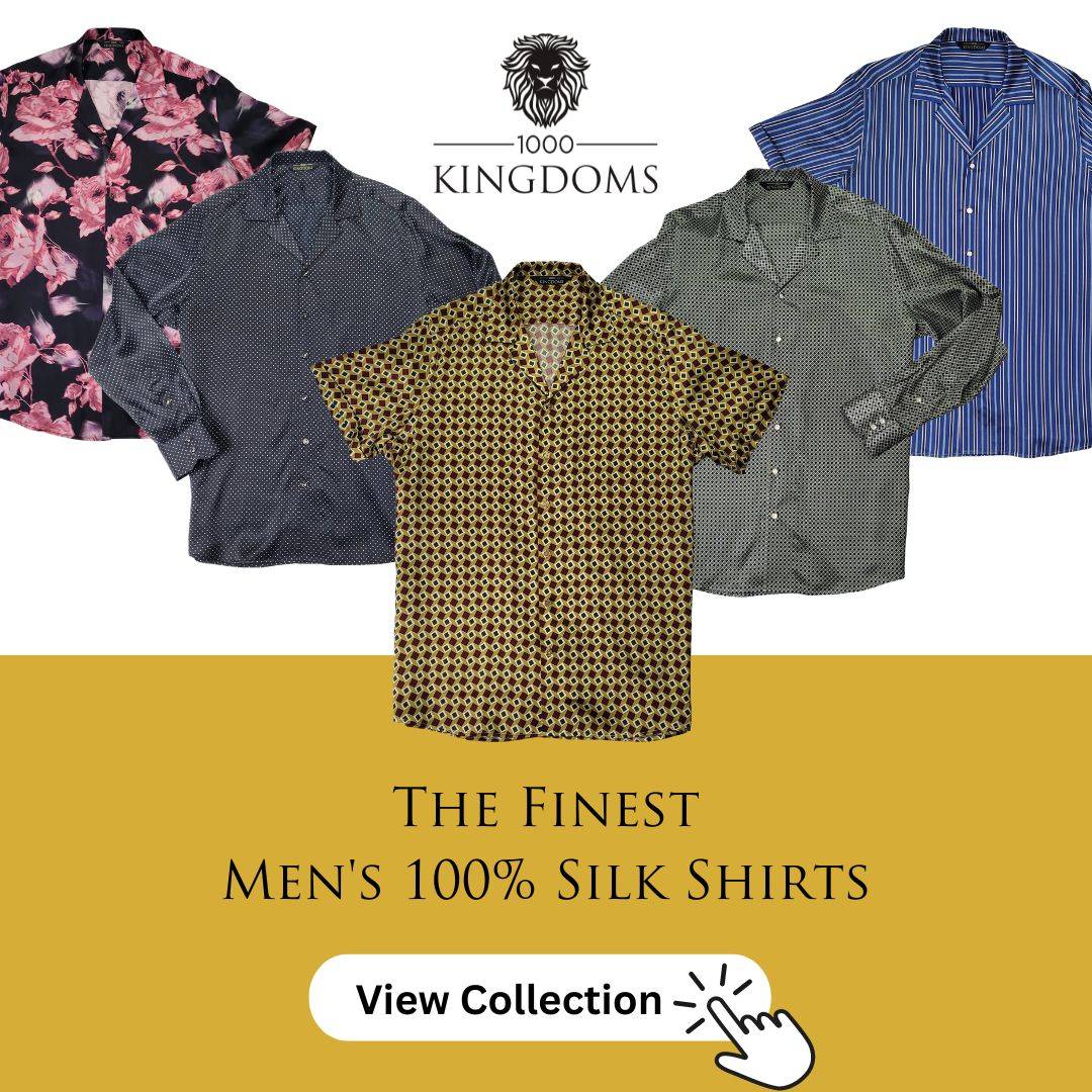 photo of collection of mens silk shirts from 1000 kingdoms