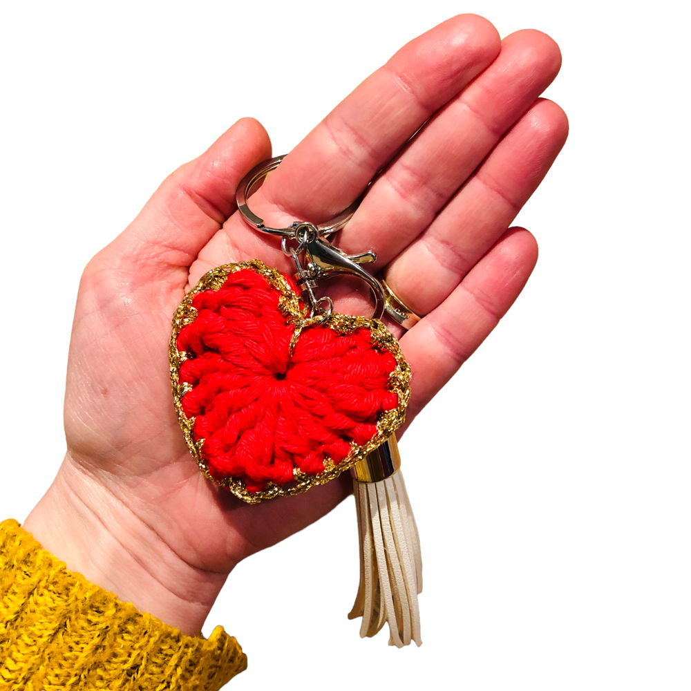 Crochet pattern keychain heart