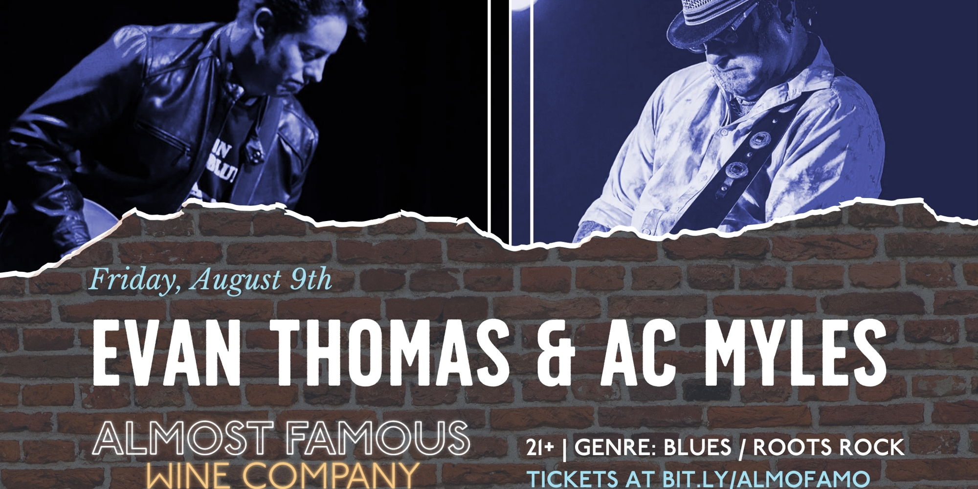 Blues & roots rock double-headliner: Evan Thomas & AC Myles promotional image