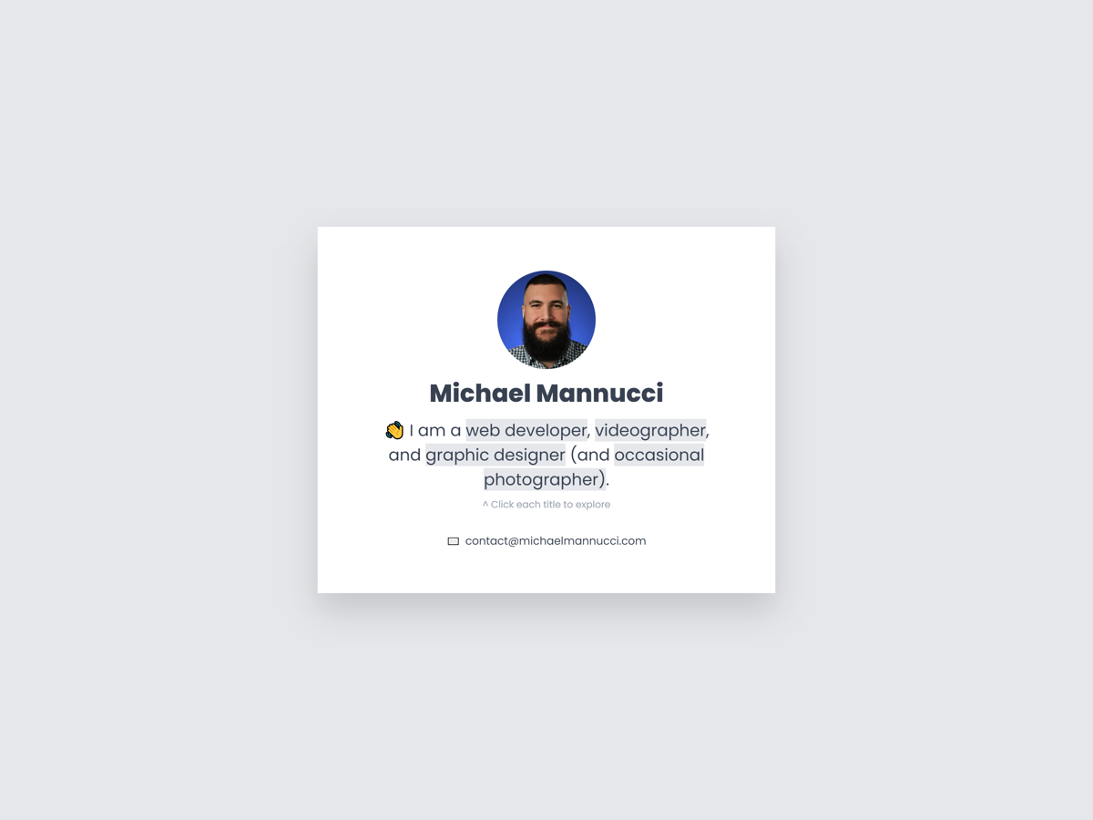 Screenshot of Michael Mannucci, from the designer & developer portfolios collection.