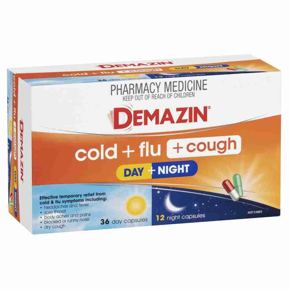 Demazin Cold + Flu + Cough Day + Night 48 Capsules - Image 2