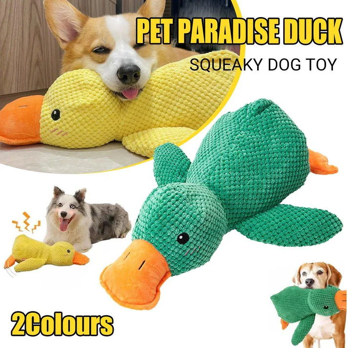 Plush Cartoon Duck Dog Toy Interactive Squeaky Pet Toy Durable Fun Chew Toy