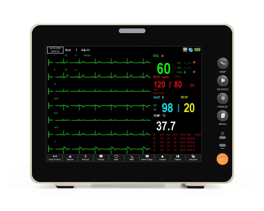 moniteur patient avec affichage ECG à 7 tracés