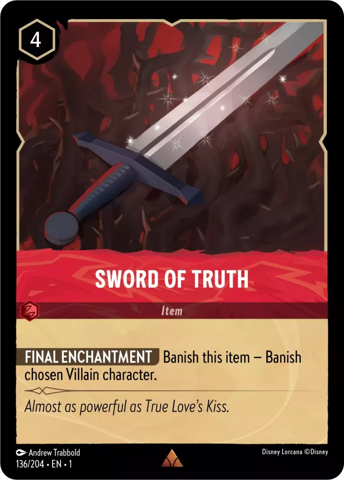 Sword Of Truth card from Disney's Lorcana: The First Chapter.